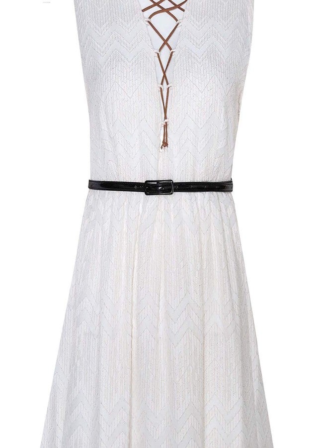 Selighting Women's Solid Color Faux Leather Skinny Belts for Dresses (One Size, Black) - Image 2
